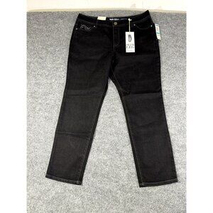 Style & Co. Womens Petite Slim Leg Black Jeans Size 16P With Rhinestone Accents